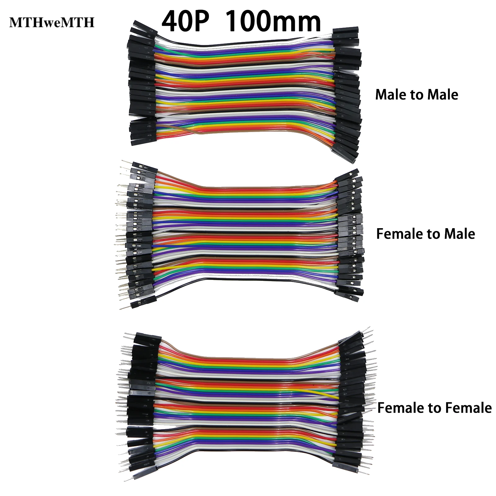 40pin 22 awg wire dupont m-m f-f m-f cable 10 cm for temperature resistance conductive durable widely
